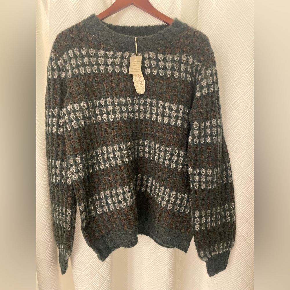New! Mystree Cozy Green Patterned Women's Sweater Size Large